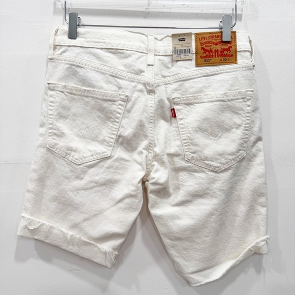 Levi’s 511 Slim Denim Shorts White Distressed Size 30 - Picture 3 of 7
